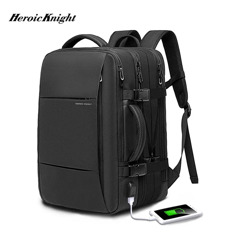 heroic knight sac à dos de voyage hommes sac à dos d'affaires école extensible usb sac grande capacité 15.6 ordinateur portable sac à dos étanche sac