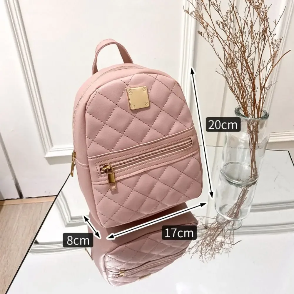 mini lingge broderie petit sac à dos mode couleur unie fermeture éclair femmes sac à bandoulière grande capacité en cuir pu voyage sac à dos