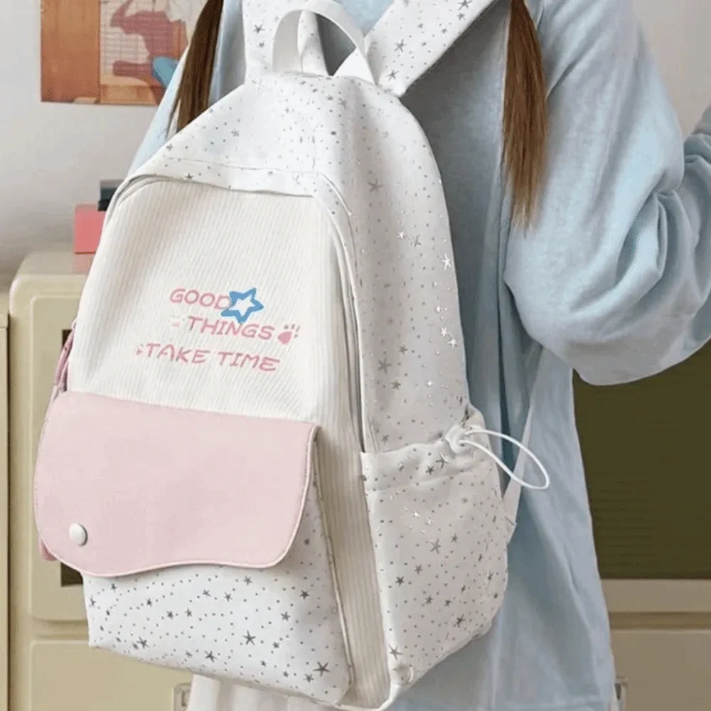 Sac à dos tendance motif chat et étoile, multicolore, minimaliste, en nylon, léger, grande capacité, pour étudiants et usage quotidien