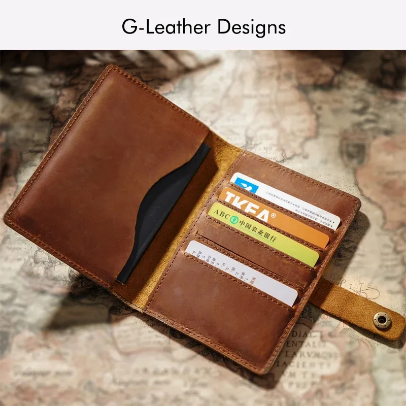 couverture de passeport de voyage en cuir véritable, porte-passeport de luxe en cuir de cheval fou, portefeuille, accessoires de voyage, porte-carte