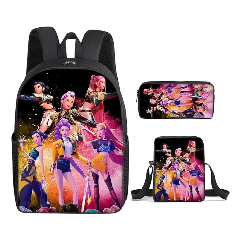 sac à dos pour enfant avec poche avant, sacs à bandoulière, trousses à crayons pour les enfants de 5 à 10 ans, sacs d'école kpop demon hunters pour garçons et filles