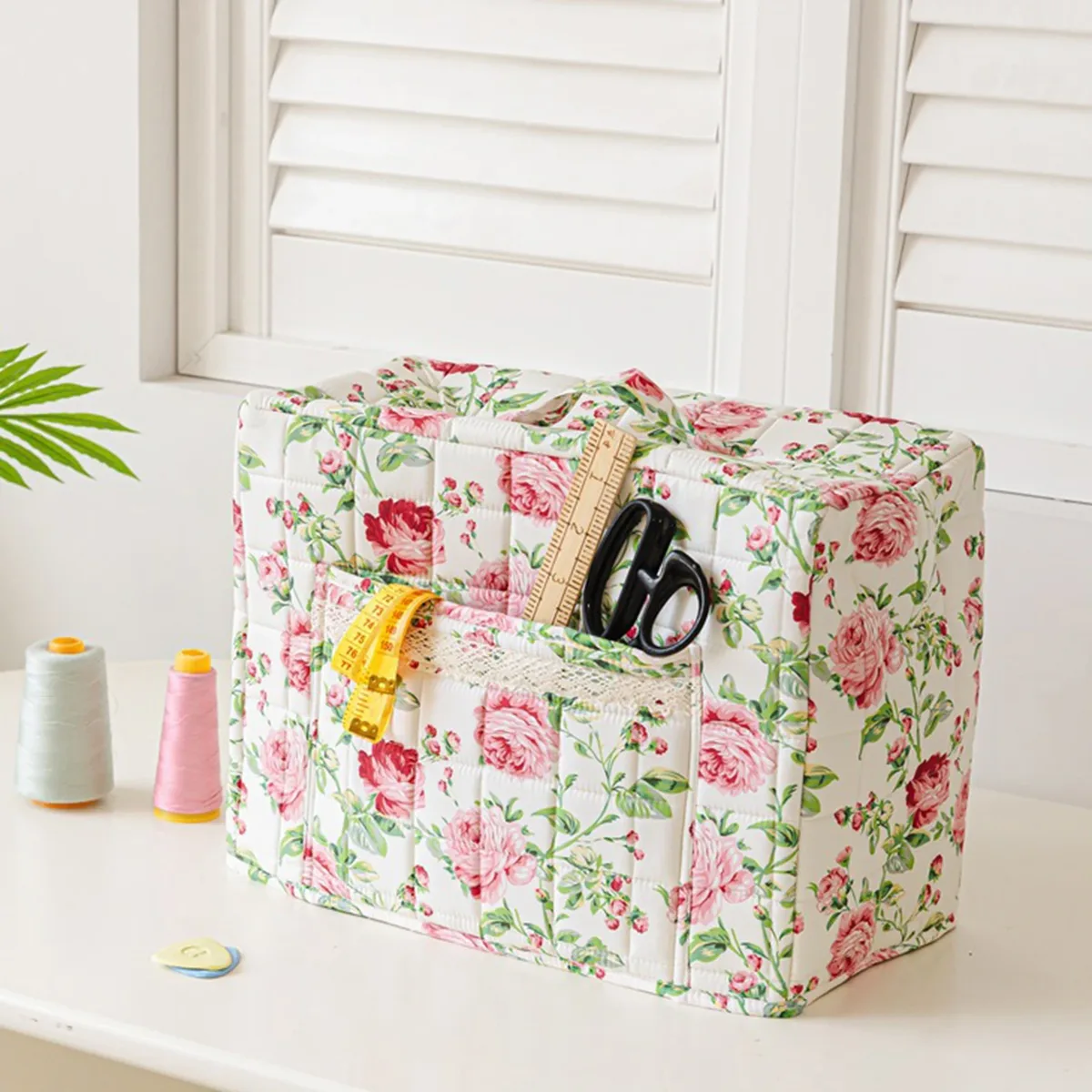sac de couture multifonctionnel à motif floral, grande capacité, pour femmes, organiseur de mode, sacs à main portables pour dames, étuis à maquillage