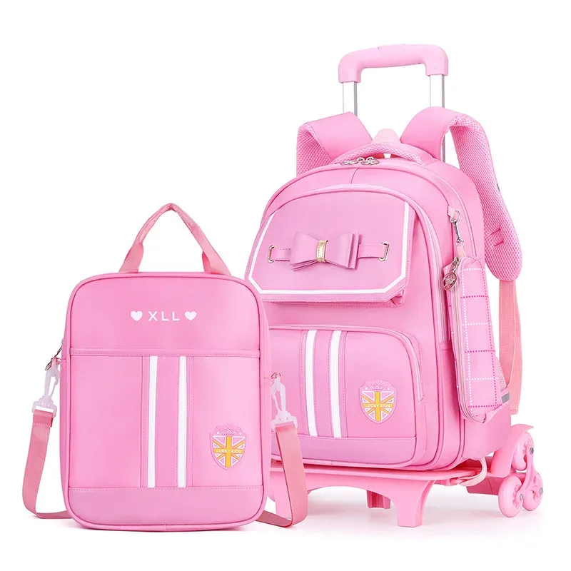 ensemble de sacs d'école pour enfants avec roues, sac à dos pour étudiants, sac de chariot d'école, sac à dos à roulettes pour filles
