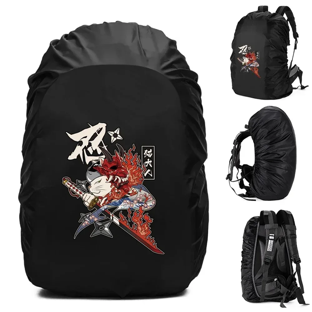 juste de pluie pour sac à dos unisexe, sac étanche, camping en plein air, randonnée, escalade, sports, housse de pluie anti-poussière, motif samouraï, 20-70 l