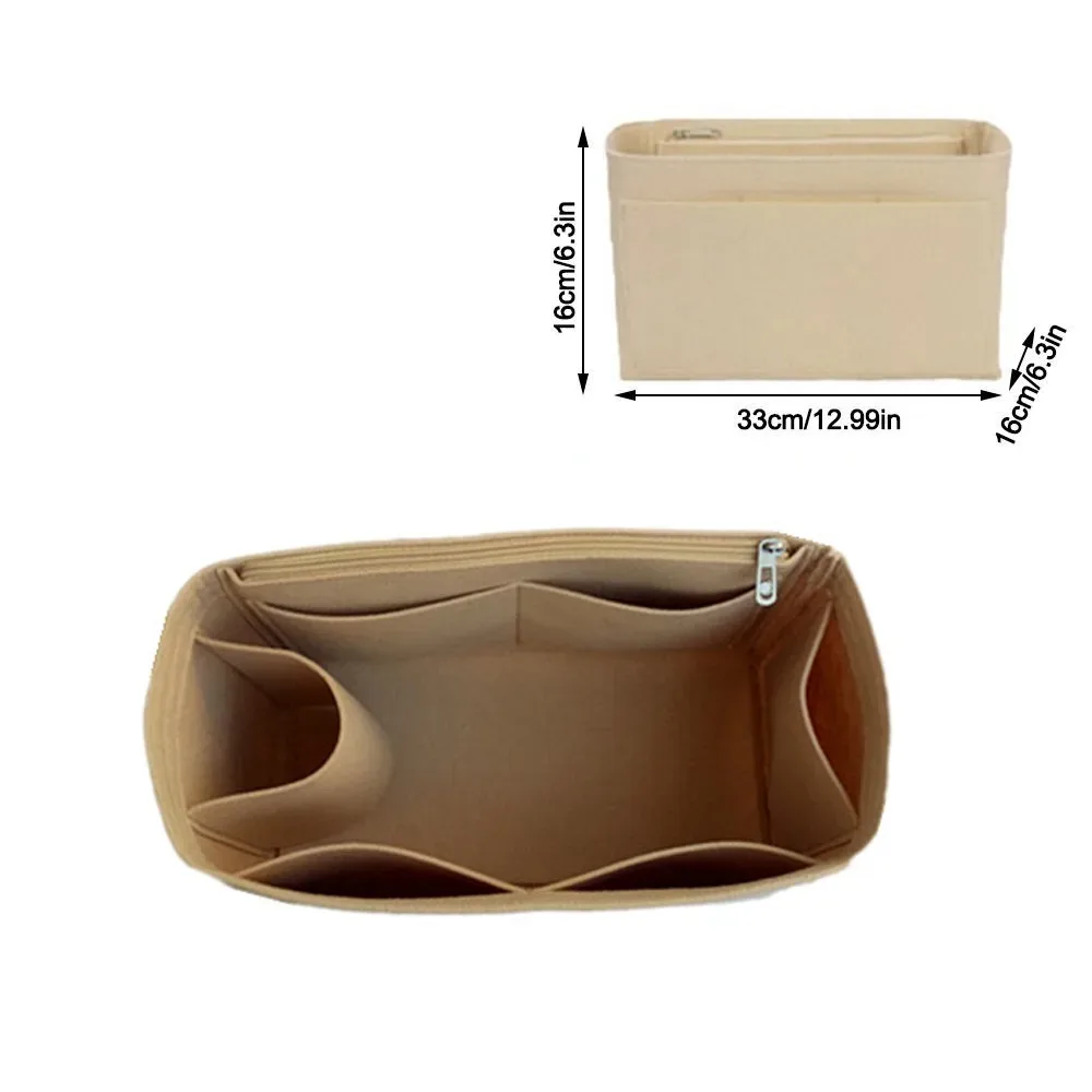sac d'insertion en feutre grande capacité avec fermeture éclair, organisateur de sac à main multi-poches, sac intérieur doublé pour lv speedy25/30/35/gentlewoman