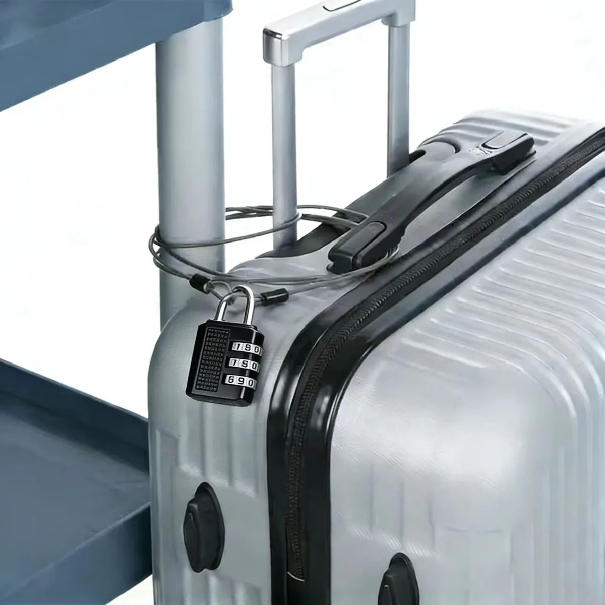 câble de sécurité en acier avec cadenas à combinaison à 3 chiffres, 1 ensemble de cadenas de voyage, câble de sécurité gainé de 1 m à double boucle pour bagages us213