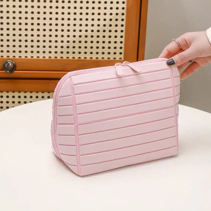 sac de rangement eva, grande capacité, organisateur de cosmétiques, pochette de toilette portable multi-poches pour les voyages, utilisation quotidienne pliable, pour femmes et filles