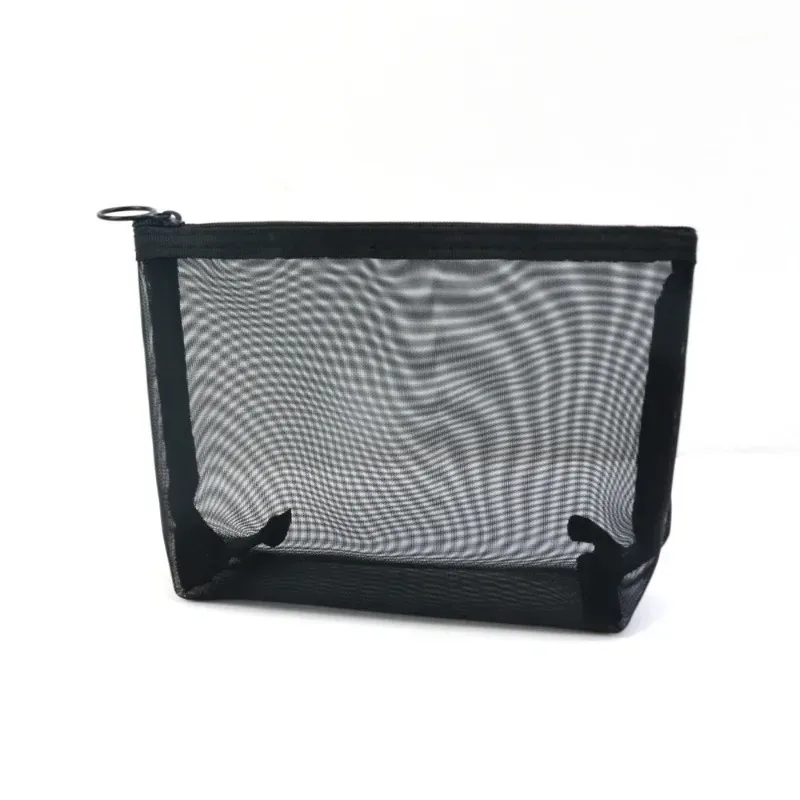 lot de 3 trousses de toilette transparentes en maille, légères et portables, pour maquillage et rangement, noires
