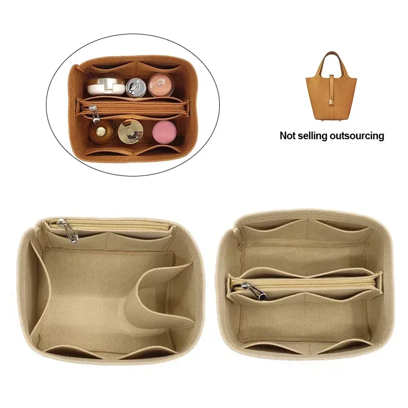 Organisateur insérer sac de rangement intérieur feutre sac à main Shaper stockage cosmétique insérer sac à main avec fermeture éclair adapté pour H Picotin 18 22