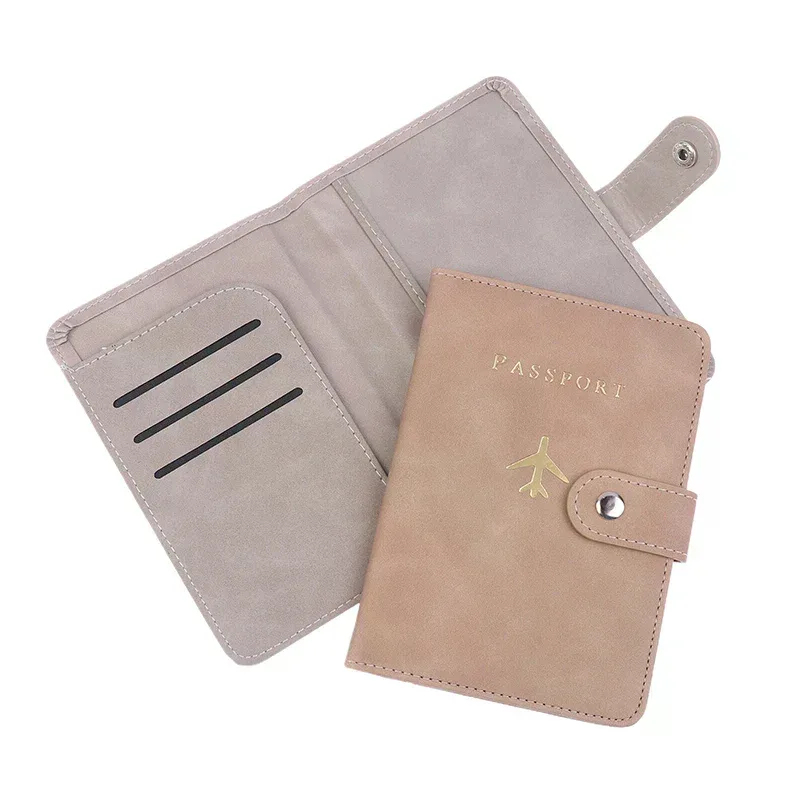 porte-carte d'identité en cuir pu, 1 pièce, avec fermoir d'avion, couverture de passeport de voyage, plusieurs fentes pour cartes, porte-passeport, organisateur de voyage unisexe