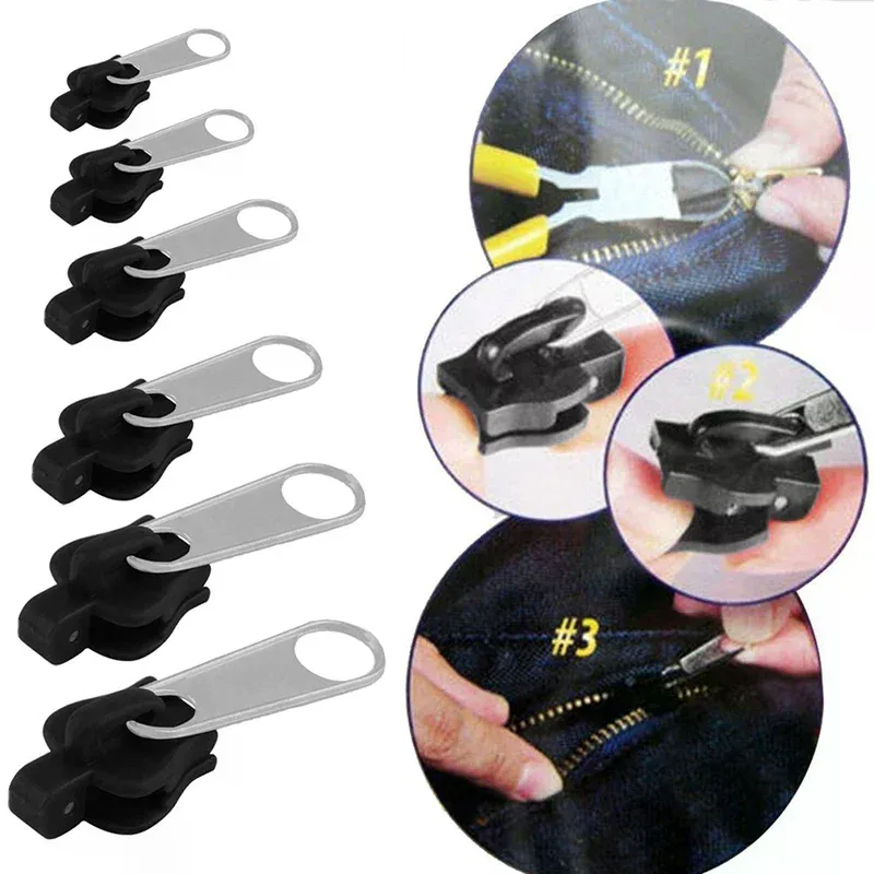 kit de réparation de fermeture éclair instantanée universelle, 6 pièces, curseur de fermeture éclair de remplacement pour bricolage couture