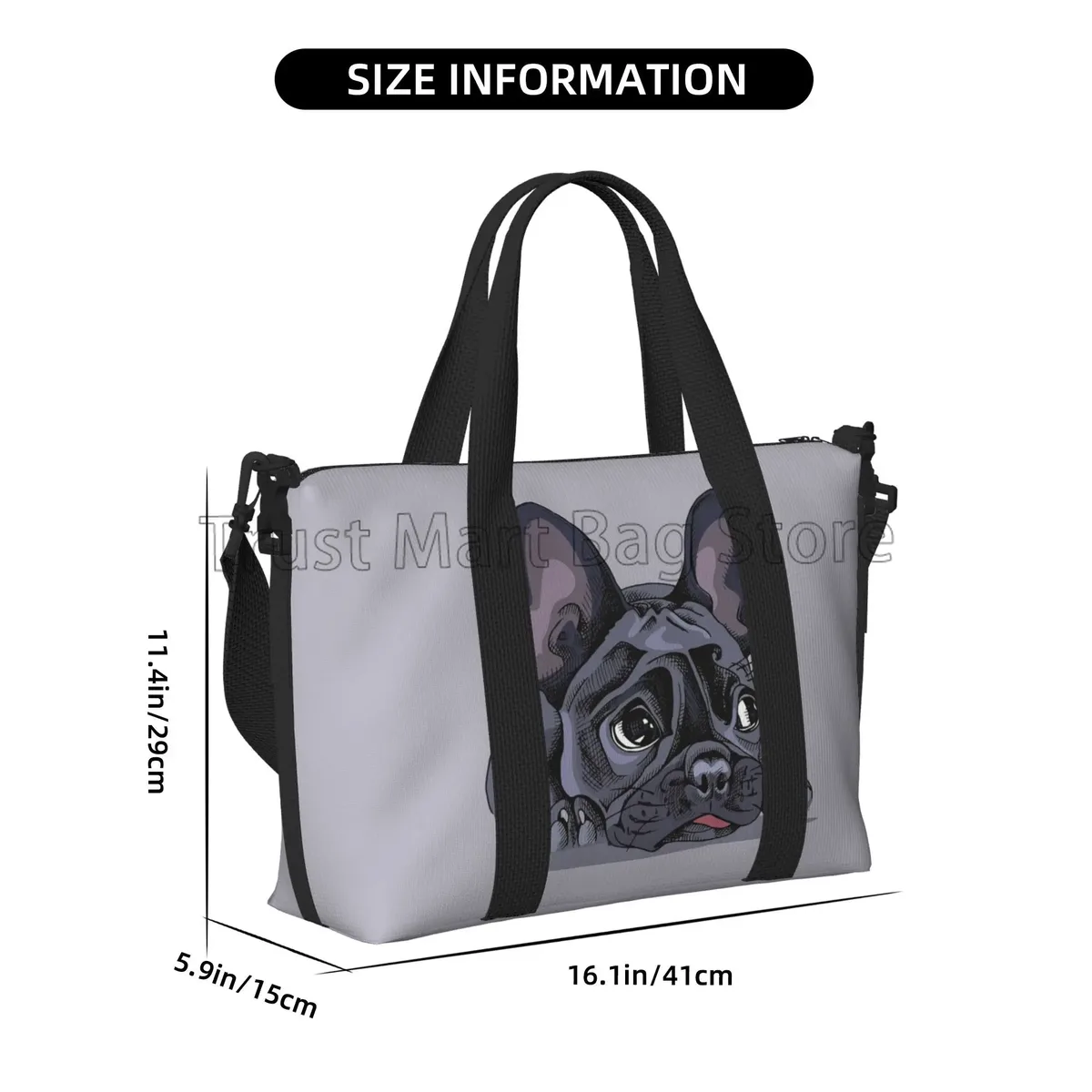 sacs polochons de voyage imprimés d'art bouledogue français, fourre-tout de sport léger, sac de sport, sac de 