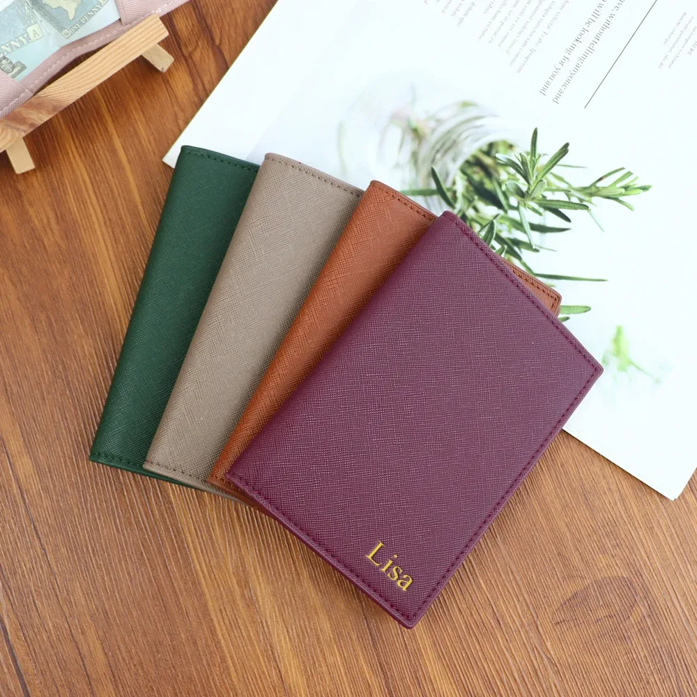 porte-passeport personnalisé en cuir pu avec étui de protection pour carte d'identité, pochette de rangement pour monnaie et cartes bancaires, sac de voyage pour passeport
