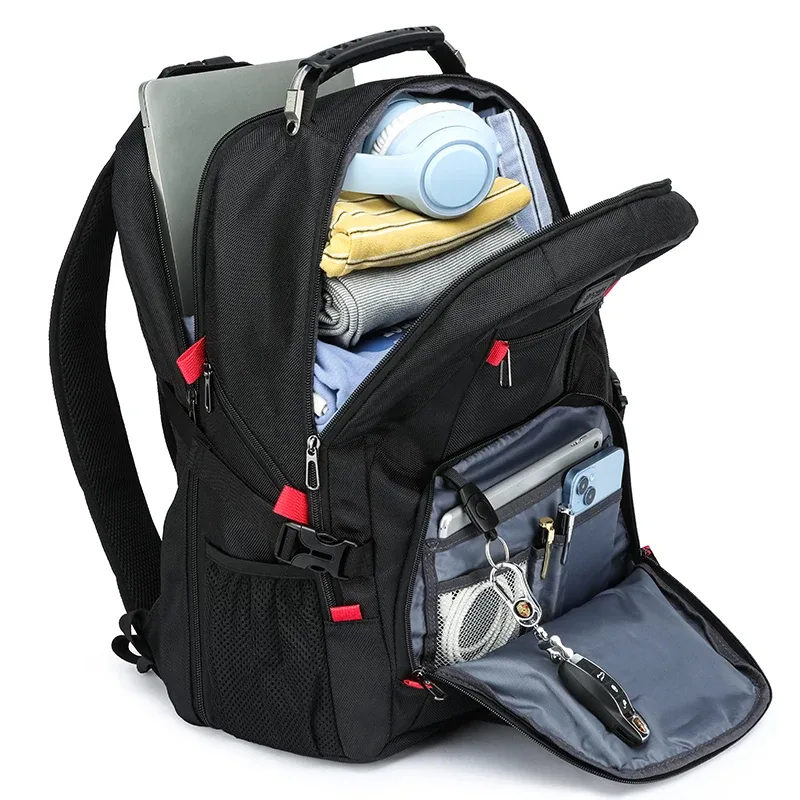 sac à dos de grande capacité 30l pour hommes, sac à dos portable décontracté à plusieurs compartiments, conception antivol, sac pour ordinateur portable, sac de jour à fermeture éclair