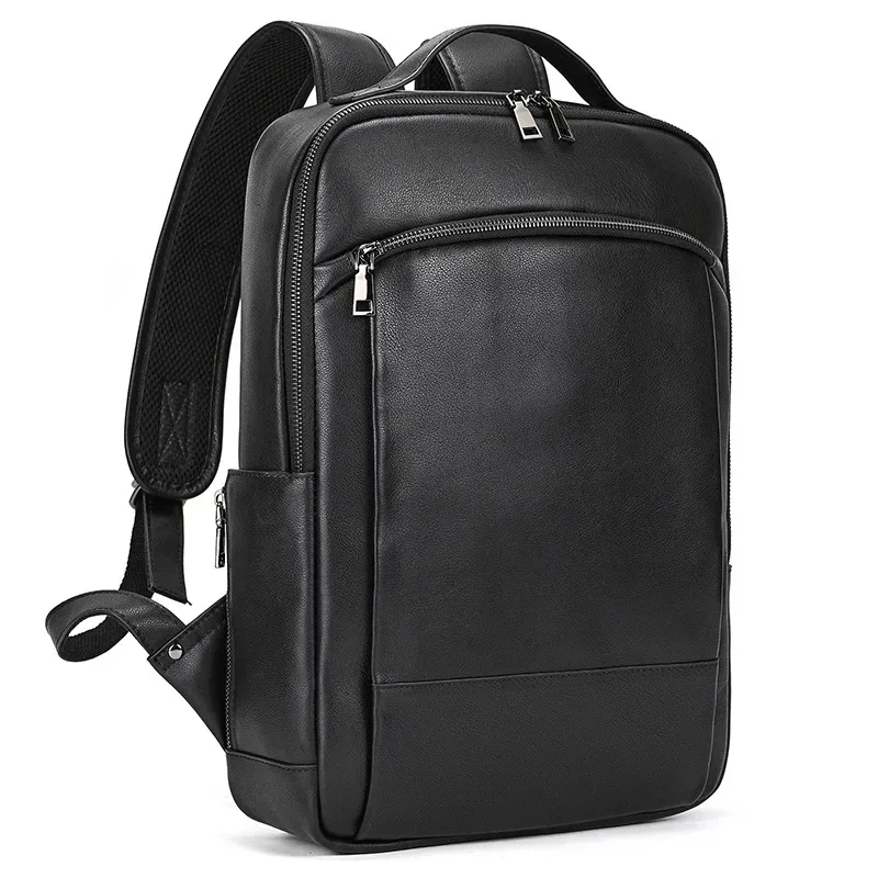 sac à dos en cuir crazy horse pour hommes, sac à dos de jour en cuir de vache pour ordinateur portable 15.6 pouces, sac à dos de voyage de grande capacité avec câble usb