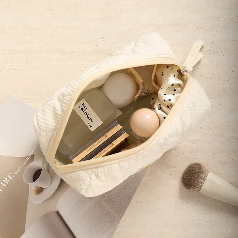 nouveau sac de rangement octogonal pour maquillage, pochette de voyage, sac de rangement de couleur unie, grande capacité, sac cosmétique haut de gamme.