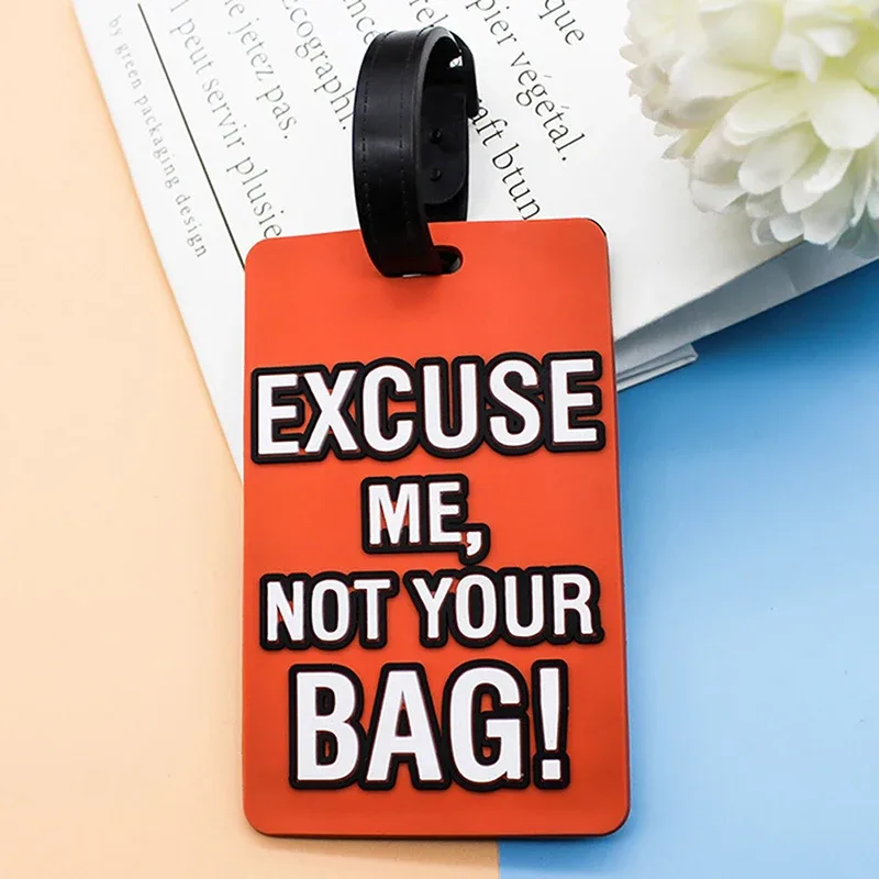 étiquettes de bagage en silicone, lettre créative, pas votre sac, accessoires de voyage, valise, style dessin animé, mode, portable, 2022
