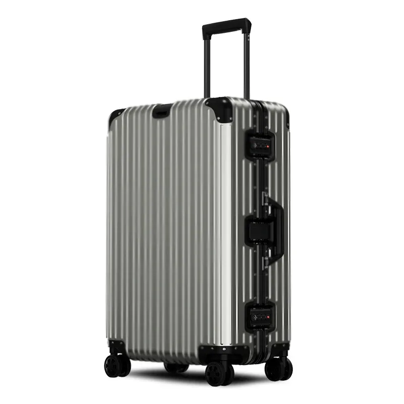 100% valise en aluminium meilleure vente valise de chariot en métal valises sur roues porte-bagages 20/26/30 pouces valises de voyage de cabine