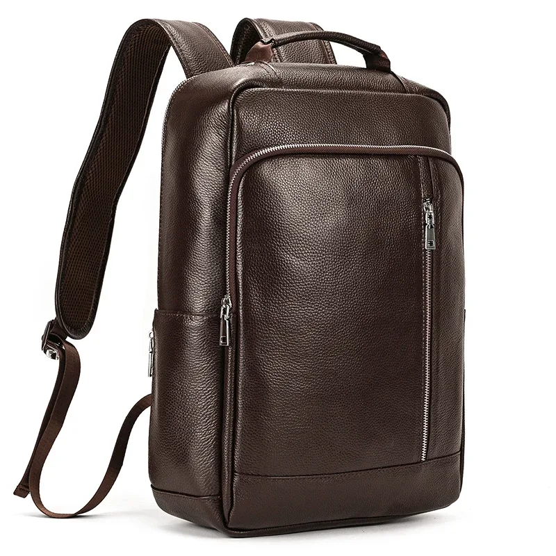 sac à dos en cuir crazy horse pour hommes, sac à dos de jour en cuir de vache pour ordinateur portable 15.6 pouces, sac à dos de voyage de grande capacité avec câble usb