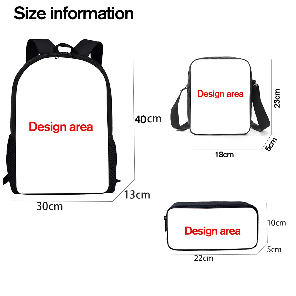 ensemble de sac à dos d'école smiling 3d critters avec sac à crayons, sacs initiés, grande capacité, dessin animé, jeu d'amine, sac à dos pour enfant, 3 pièces