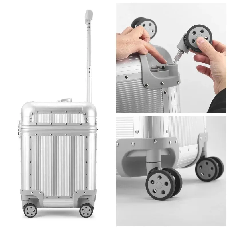 valise de pilote en polycarbonate à cadre en aluminium avec serrure tsa, étui pour équipement photographique, 4 roues pivotantes, bagage cabine.