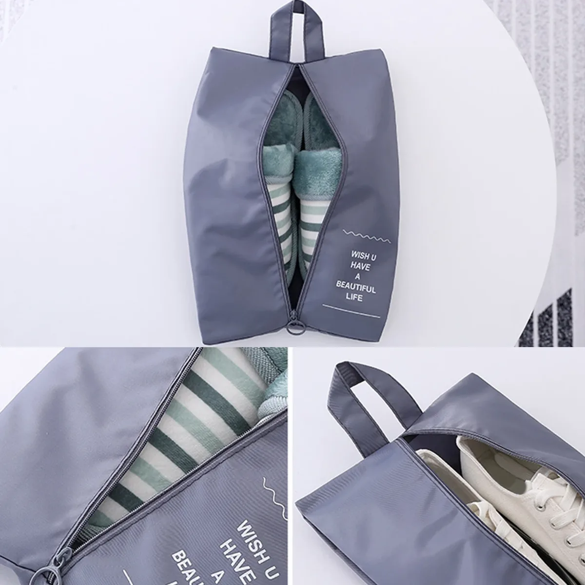 sac de voyage étanche portable, sac à chaussures, rangement de cisco, jouets de plage, tri de chaussures, fermeture éclair, housse anti-poussière, évaluation de maquillage
