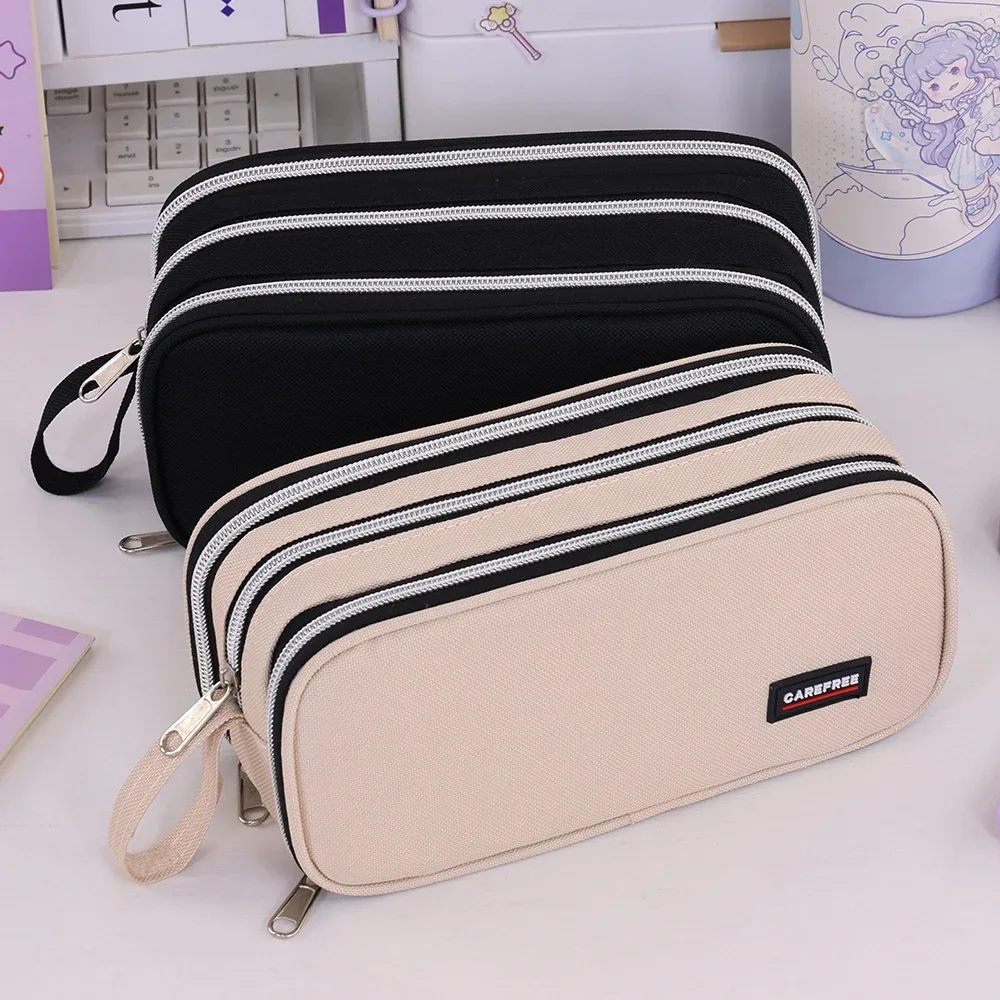 trousse scolaire grande capacité avec porte-stylos, sac à crayons, rangement de papeterie pour étudiants, sac de rangement créatif pour maquillage