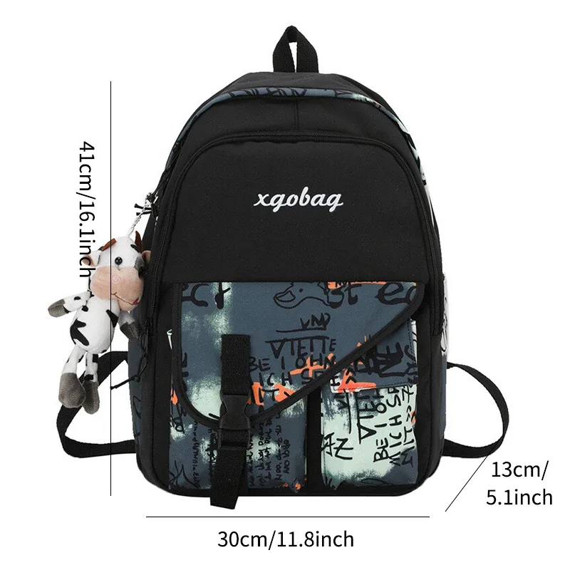 tinyat sac à dos d'école en toile vintage pour filles, sac à livres esthétique avec poches cachées, sac d'université léger pour le sport, la salle de sport