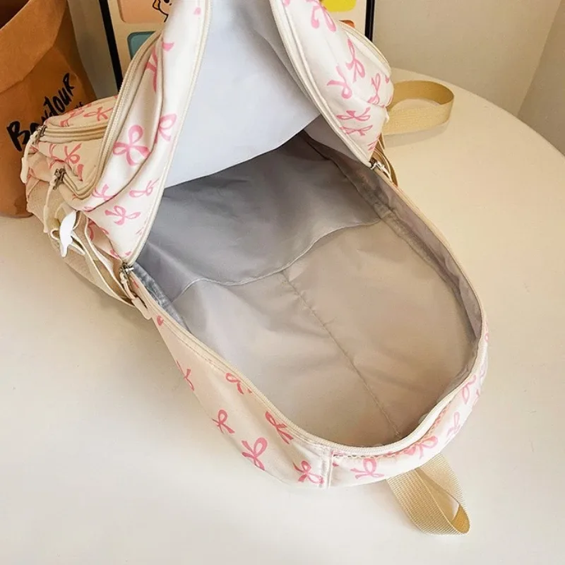 3 pièces/ensemble mode coréenne nœud imprimé femmes mode sac à dos léger simple étudiant sac d'école sangle réglable voyage sac à dos