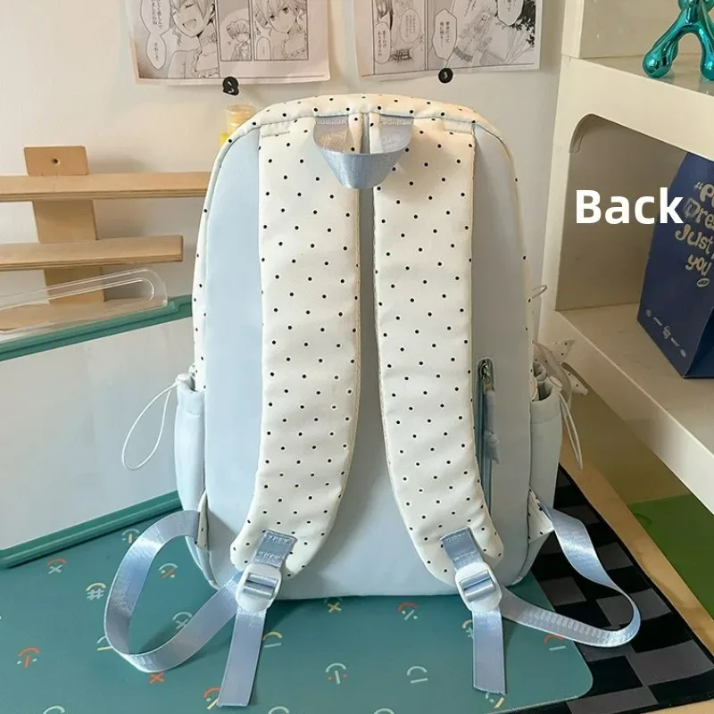 sac à dos mignon à pois avec oreilles de chat, style preppy, en nylon léger, pour filles du collège et du lycée, sac ita décontracté
