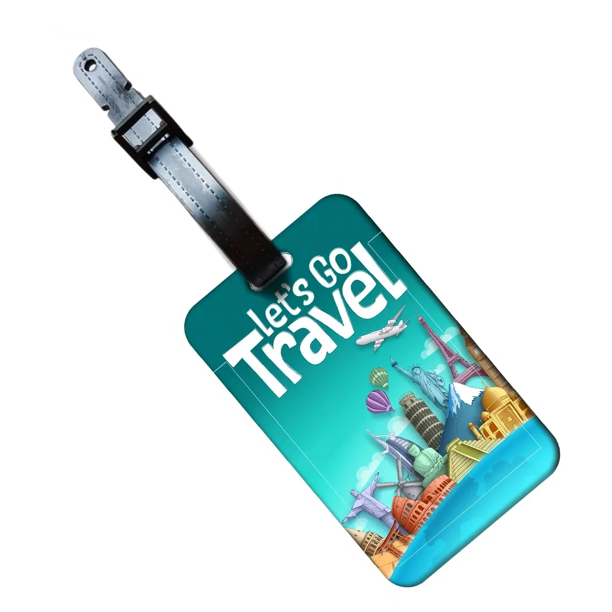 étiquette de bagage let's go travel en abs, porte-adresse créatif pour valise, accessoire d'embarquement portable pour bagages