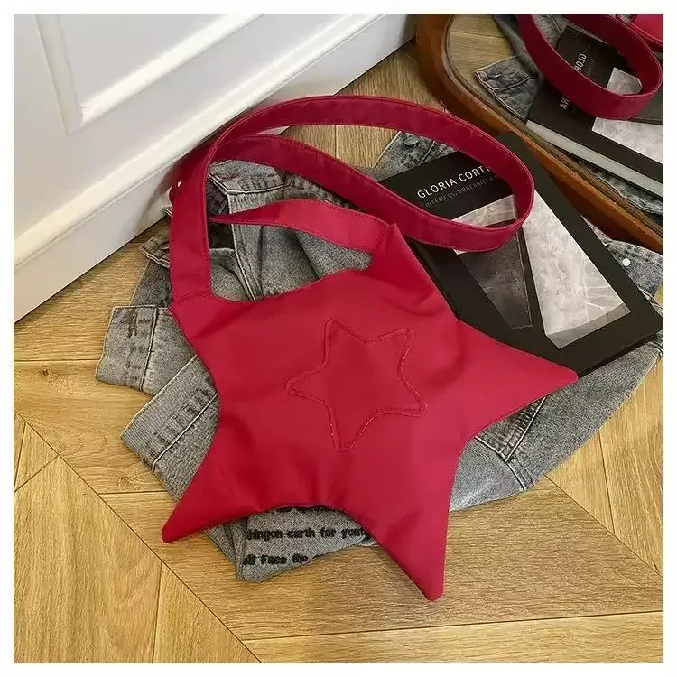 sac fourre-tout en forme d'étoile pour femmes, sac à bandoulière décontracté et mignon en polyester doux, sac à main esthétique streetwear harajuku multi-usage
