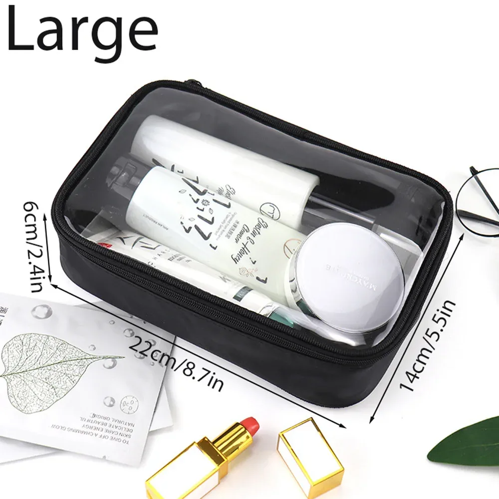 1 sac de maquillage transparent, sac de toilette étanche, sac de maquillage portable, pochette organisatrice de pinceaux de toilette, trousse de maquillage de voyage en pvc