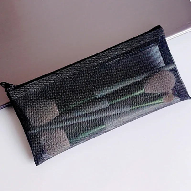 sacs de rangement pour pinceaux de maquillage pour femmes, poudres de maquillage, rouge à lèvres, étui à crayons en maille transparente pour étudiants, ins travel cosmetic evaluation