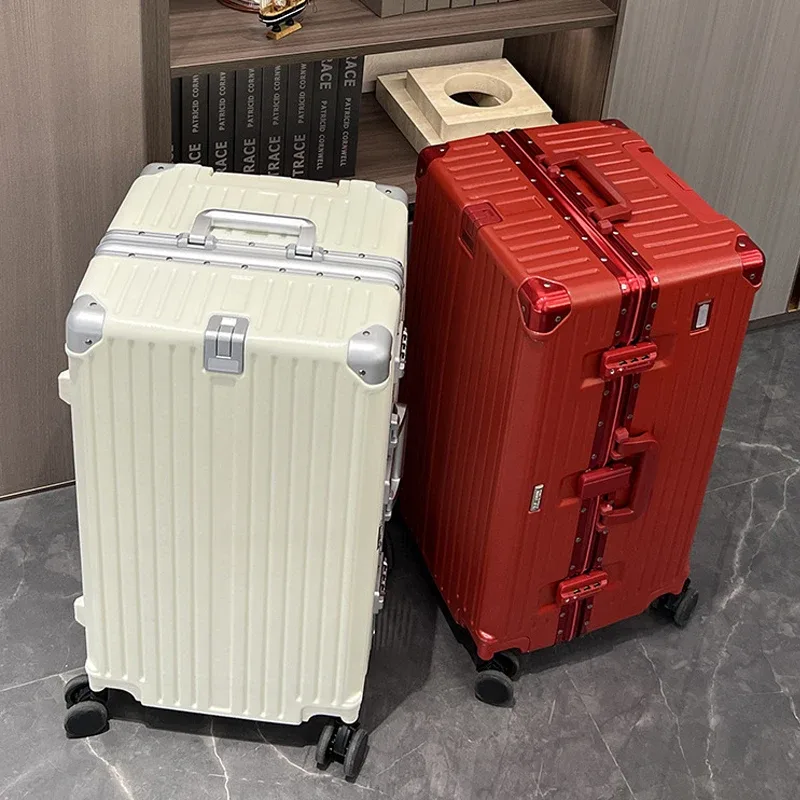 valise de grande capacité 30-36 pouces, 26 bagages à cadre en aluminium, abs épais + boîtier de chariot pc, ba