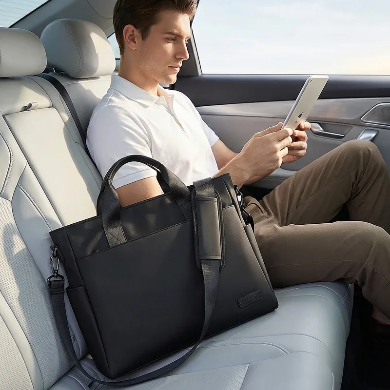 sac fourre-tout pour ordinateur portable mark ryden "smooth brief" résistant à l'eau en oxford avec deux poches latérales, sac à main professionnel avec sangle amovible