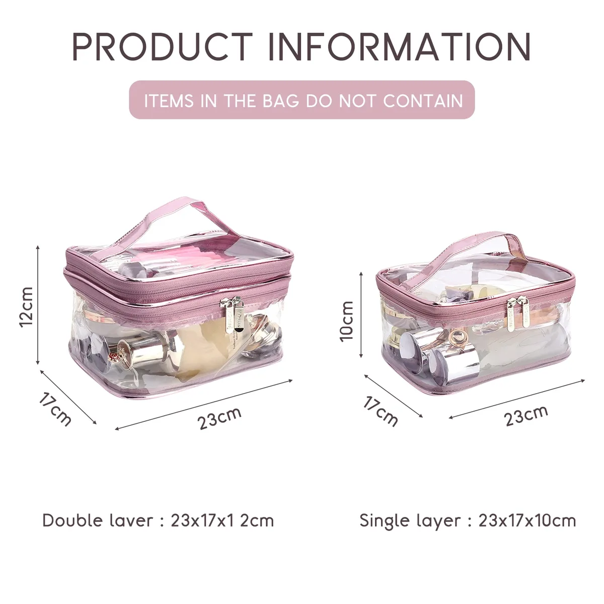 trousse de maquillage transparente avec poignée, trousse de toilette étanche portable, fournitures de rangement de voyage