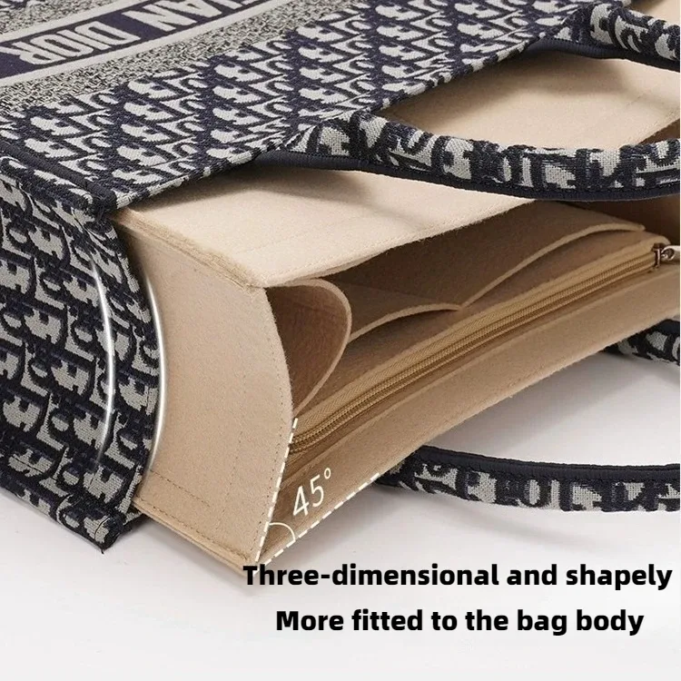 organisateur de sac à main en feutre, insert adapté au sac fourre-tout de livre, grand sac à main moyen, doublure modelante, multi-poches, rangement à fermeture éclair, accessoires de maquillage