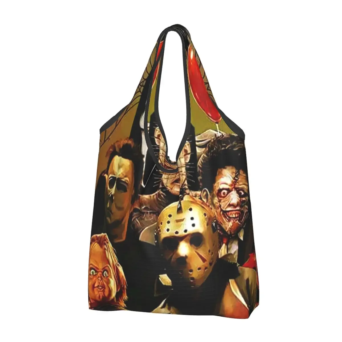 sac à provisions réutilisable personnalisé pour femme, sac fourre-tout portable, sacs d'épicerie, halloween, film d'horreur, rick