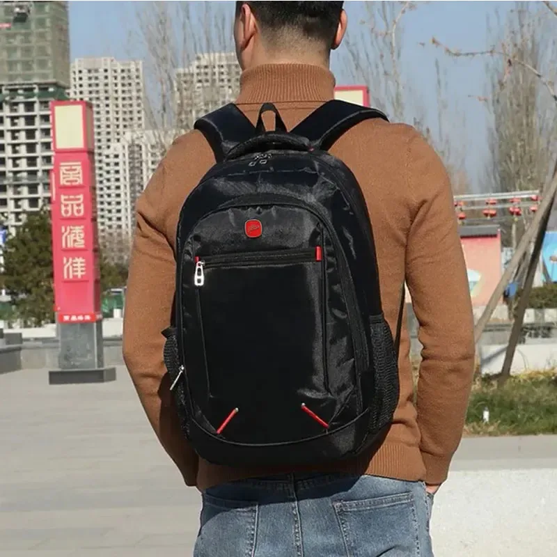 sac d'école pour étudiants de grande capacité, sac à dos décontracté de couleur unie, matériel oxford pour hommes, nouveau sac à dos multifonctionnel simple