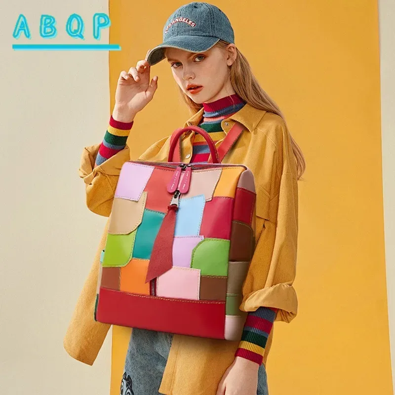 sac à dos interne de grande capacité, sac à dos irrégulier avec épissure de couleur, sac à main quotidien d'extérieur décontracté pour femmes