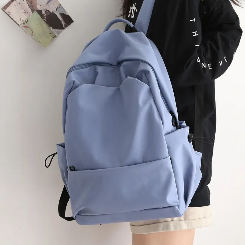 Sac à bandoulière imperméable de grande capacité, couleur unie, en nylon, cent avec cartable pour étudiantes, sacs à dos de voyage