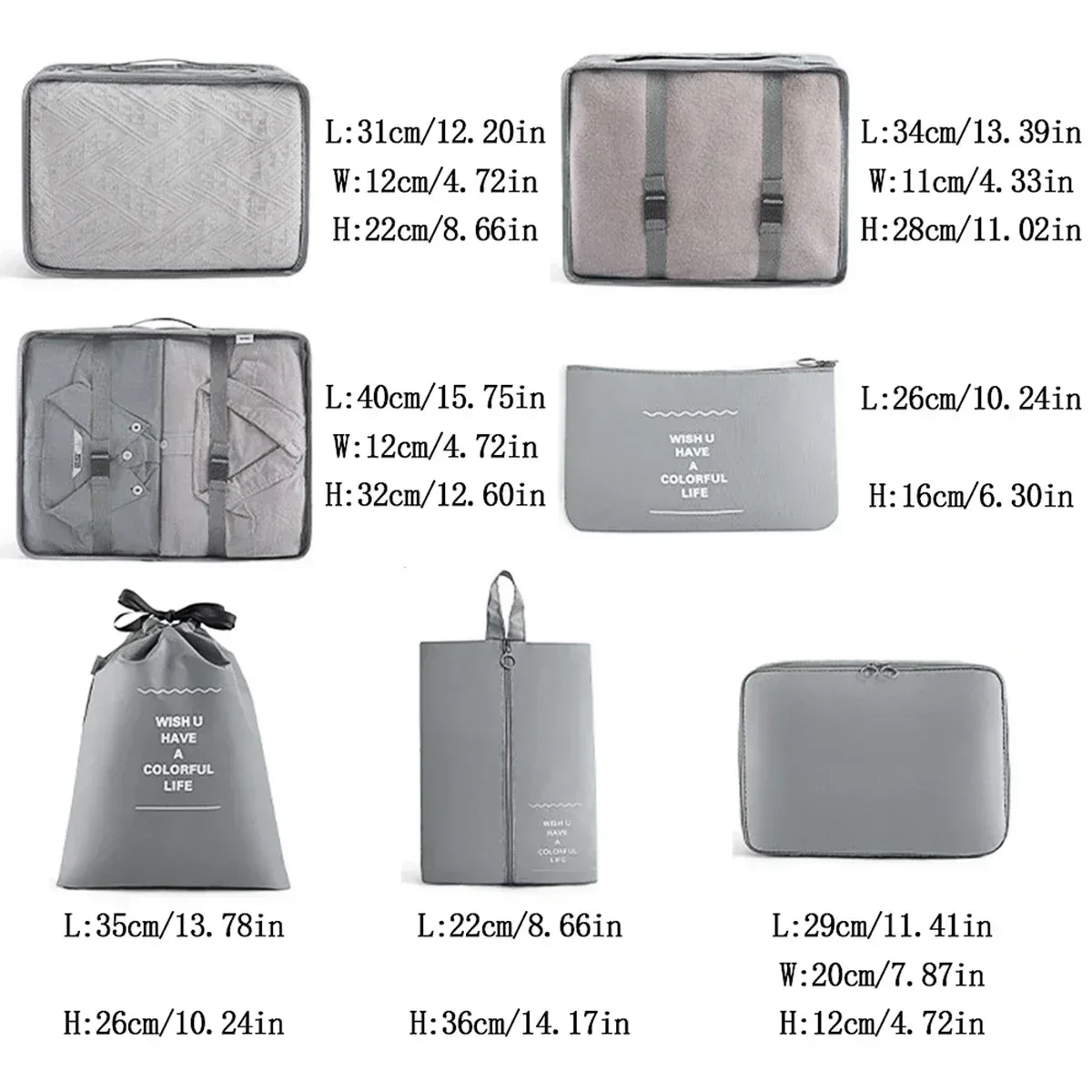 ensemble de 7 cubes d'emballage de voyage, organisateur de bagages à compression transparent pour valises, vêtements et voyages
