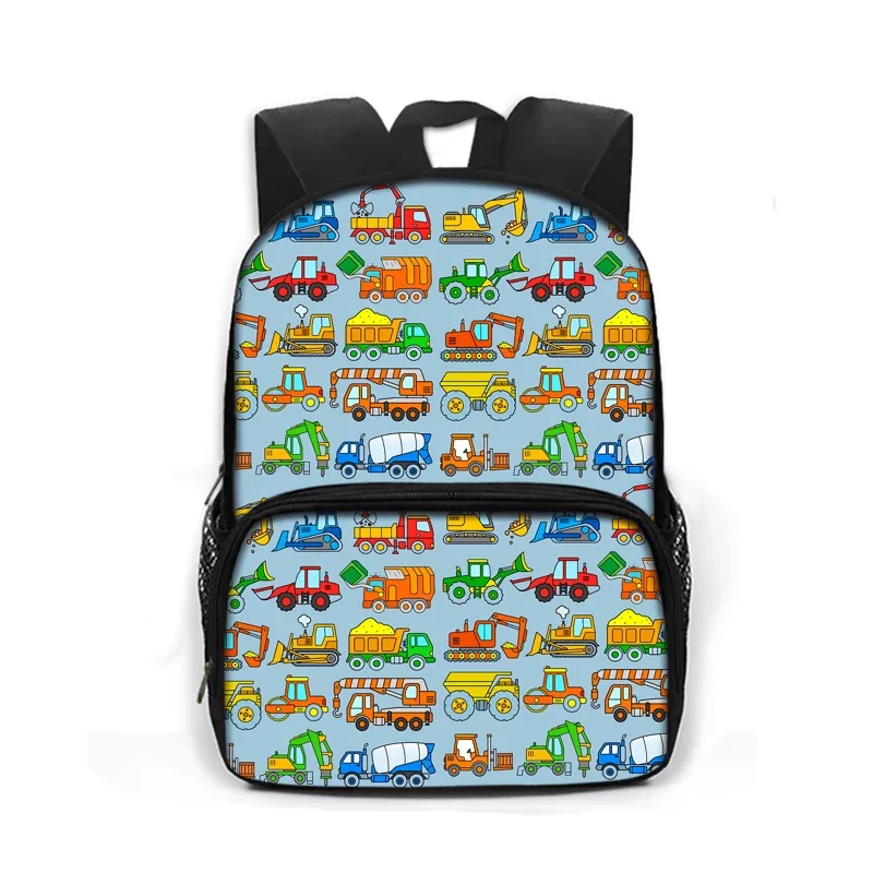 sac à dos imprimé dessin animé de police, voiture, bus, pelle, camion, sac de jour pour enfants, sac de livre pour écoliers de maternelle
