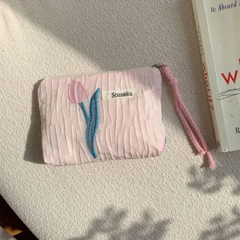 petit sac de maquillage cosmétique, mini sacs de rangement floraux en coton pour femmes, étui de maquillage pour rouge à lèvres, petit porte-monnaie pour enfants, pochette pour pièces de monnaie
