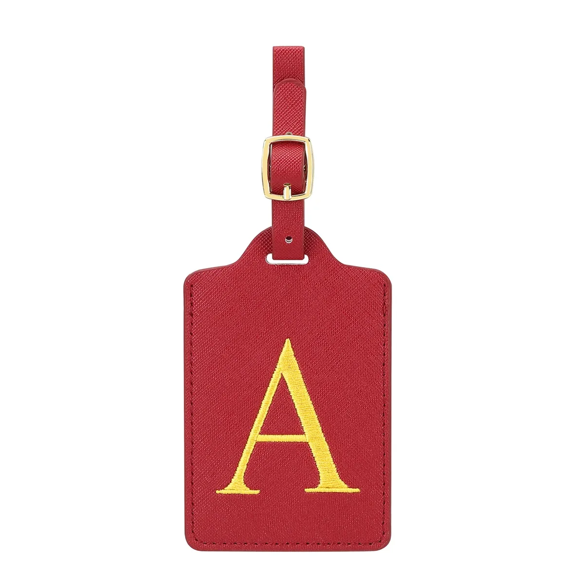 étiquettes de bagage miyin 26 lettres en cuir pu pour valises, protection de la vie privée, accessoires de voyage essentiels, rouge éclatant
