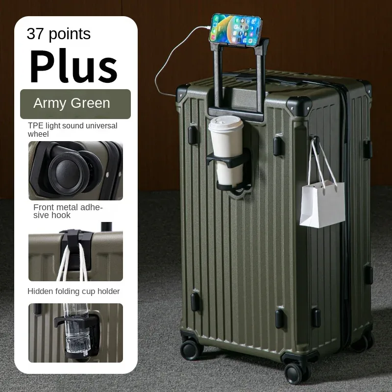 valise multifonctionnelle grande capacité 30 pouces, cadre en aluminium robuste et épaissi, valise de voyage à roulettes, bagage extra large