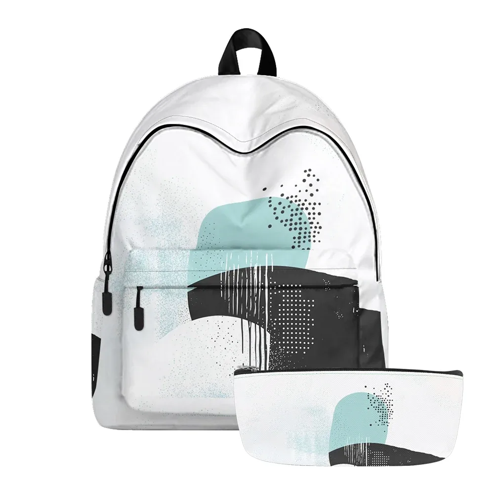sac à dos imprimé artistique géométrique vibrant, sacs à crayons, bretelles réglables, léger et durable, sac à dos de voyage scolaire, ensembles pour adolescents