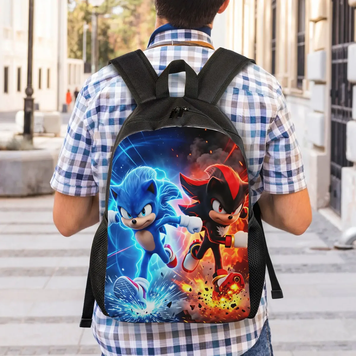 sac à dos sonices cartoon, sac à dos sportif en polyester pour étudiants, léger, kawaii, sacs d'école, sac à dos