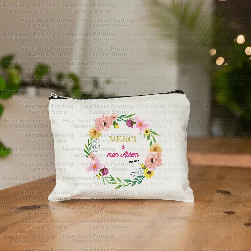 pochette à cosmétiques imprimée maîtresse de remerciement français, trousse de toilette, trousse de maquillage pour femme, sac de rangement portable, meilleur cadeau pour enseignant